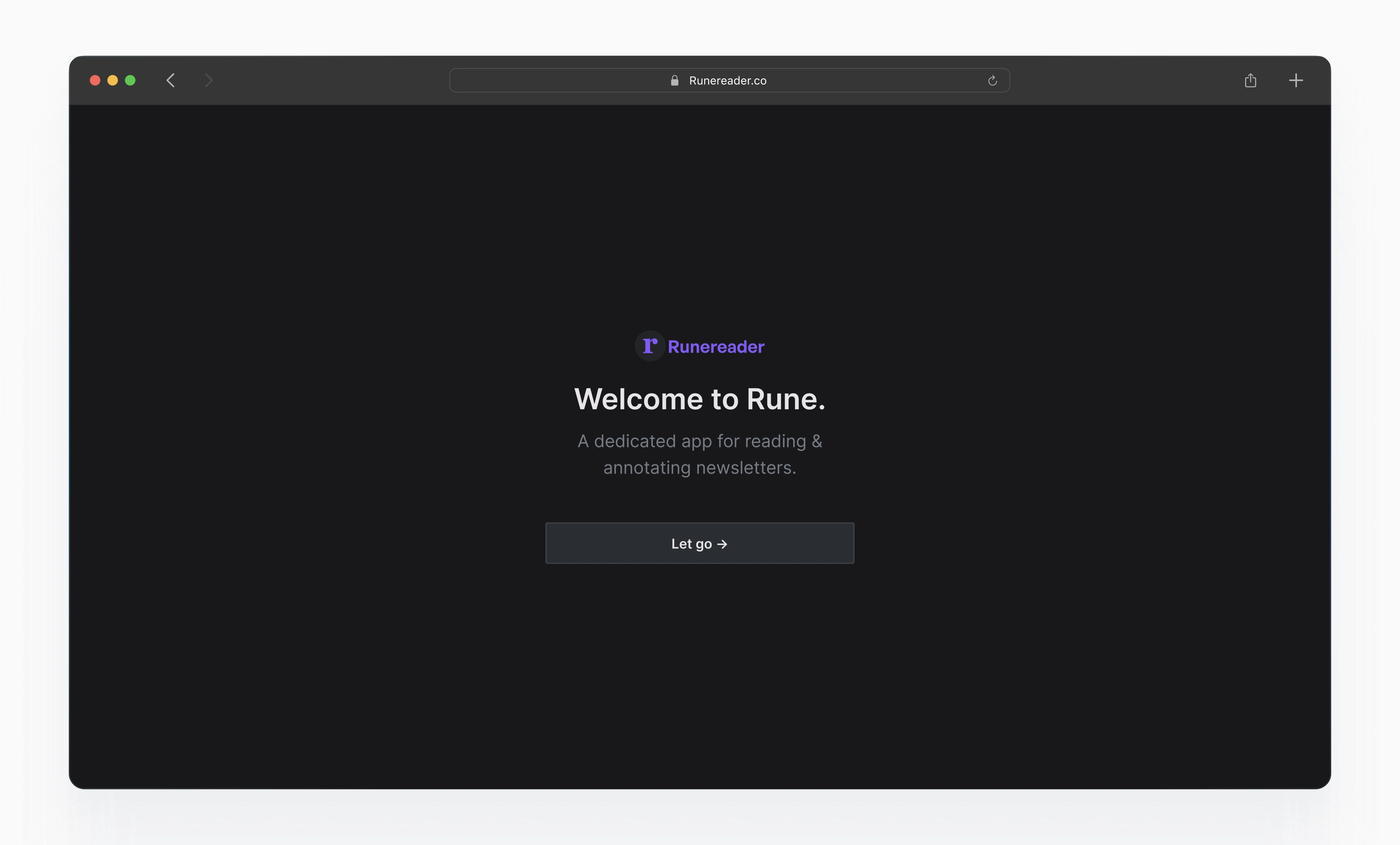 Rune Reader welcome screen