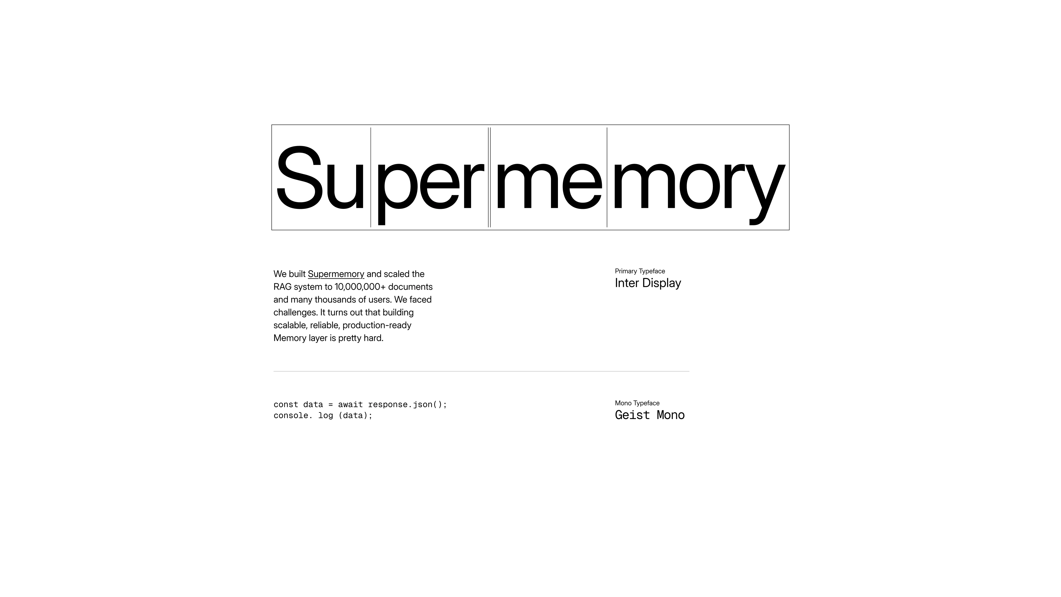 Supermemory wordmark and typeface specimen